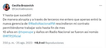 Cecilia Brozovich anuncia que la