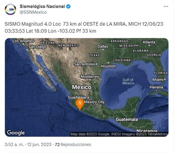 Sismo en Michoacán (SSN)