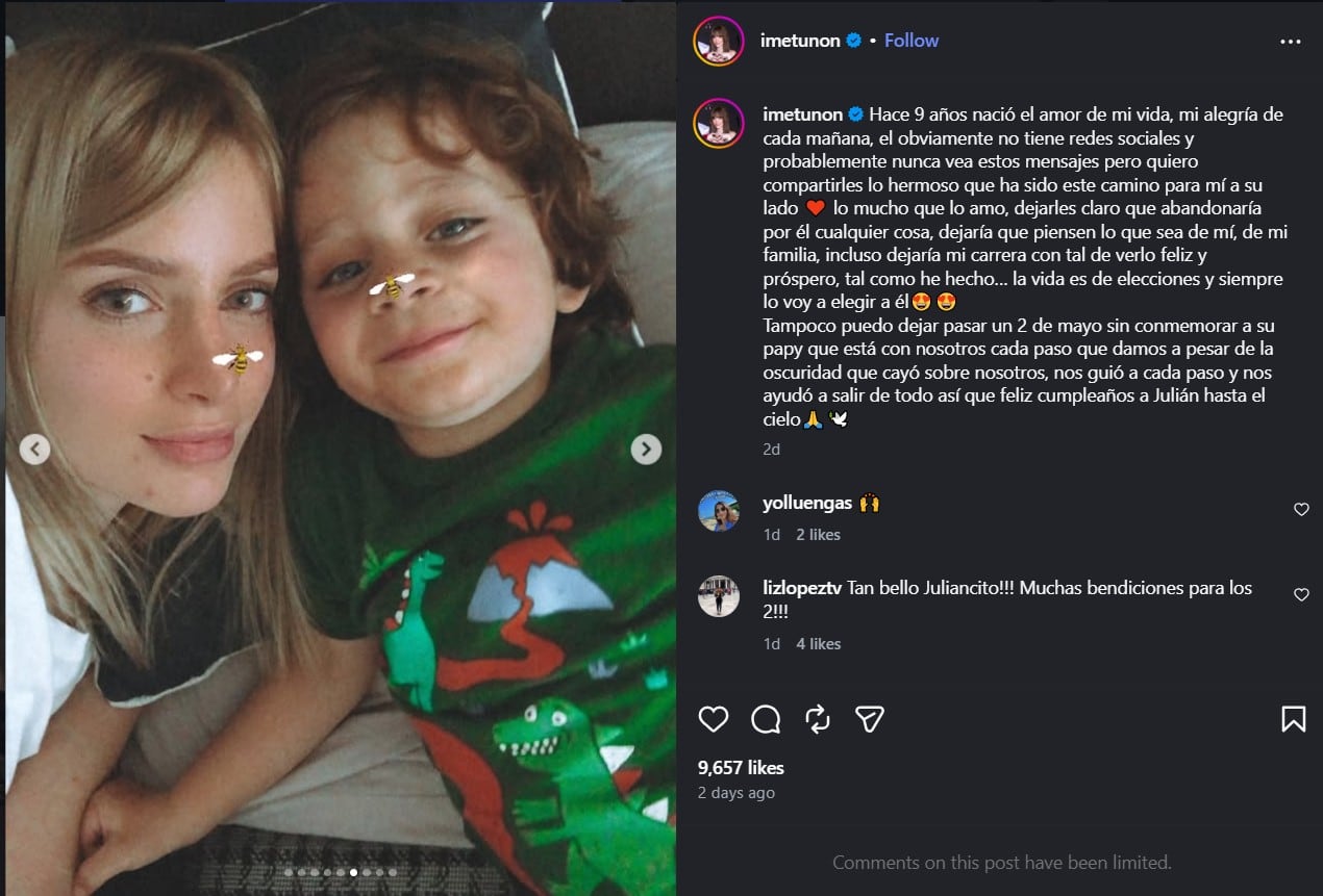 El 2 de mayo, fecha del cumpleaños del menor, adquiere un significado especial por coincidir con el natalicio de Julián Figueroa (IG)