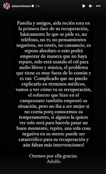 Aída Martínez sufre grave accidente