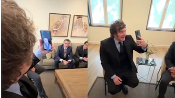 “Che, dicen que no me querés más”: así ha sido la videollamada de Javier Milei con Santiago Abascal durante su visita a Madrid