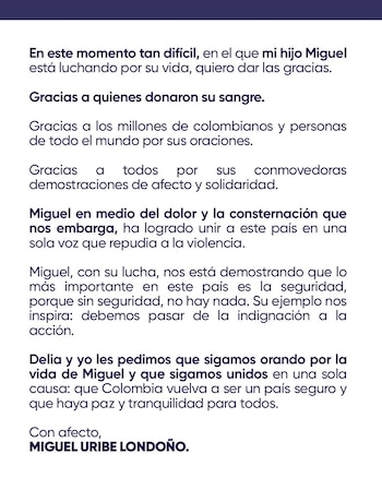 El padre de Miguel Uribe