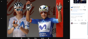 Nairo Quintana ganó la etapa 2 de la Vuelta a Asturias y desde entonces no soltó el primer lugar de la clasificación general - crédito Movistar Team/ Sprint Cycling/ X