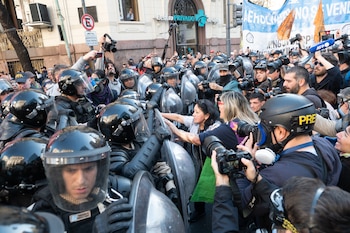 La protesta frente al Congreso