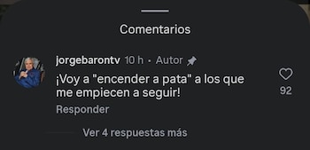 El comentario causó gracia y emocionó a los seguidores del presentador - crédito Jorge Barón / Instagram