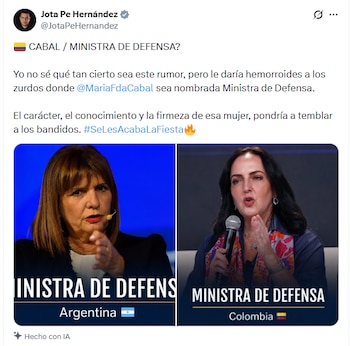 El senador reconoció el posible nombramiento de Cabal en el Ministerio de Defensa - crédito @JotaPeHernandez/X
