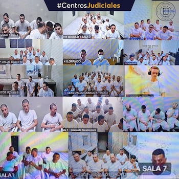 Grupo de integrantes de estructuras criminales comparecieron de forma virtual ante tribunales salvadoreños, como parte de los procesos judiciales (Cortesía:@JuzgadosSV).