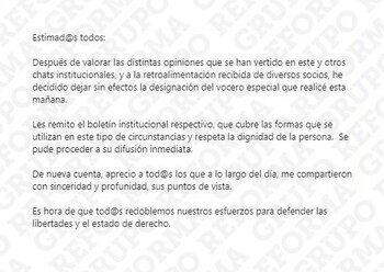 El presunto mensaje que envió