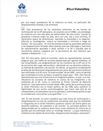 La Defensoría del Pueblo recalcó