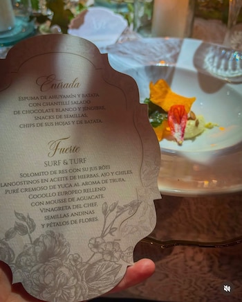 En redes sociales se conoció la carta elegida para la cena de la boda - crédito @sebastian_vega1/ Instagram