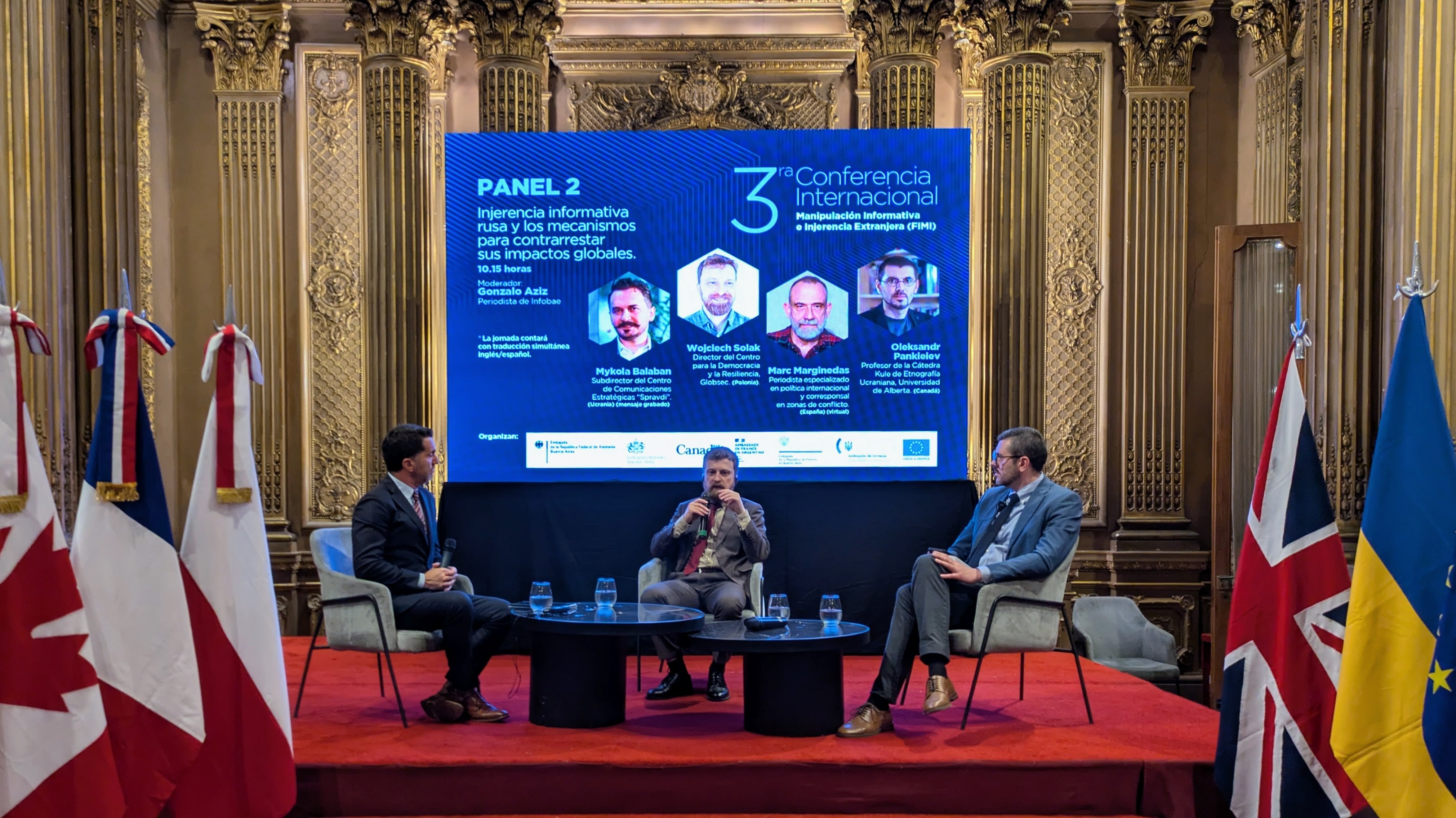 Expertos internacionales debatieron en Buenos Aires sobre la injerencia informativa en América Latina. La conferencia fue convocada por las embajadas de Alemania, Canadá, Francia, Reino Unido, Polonia y Ucrania junto con la delegación de la Unión Europea. (Infobae)