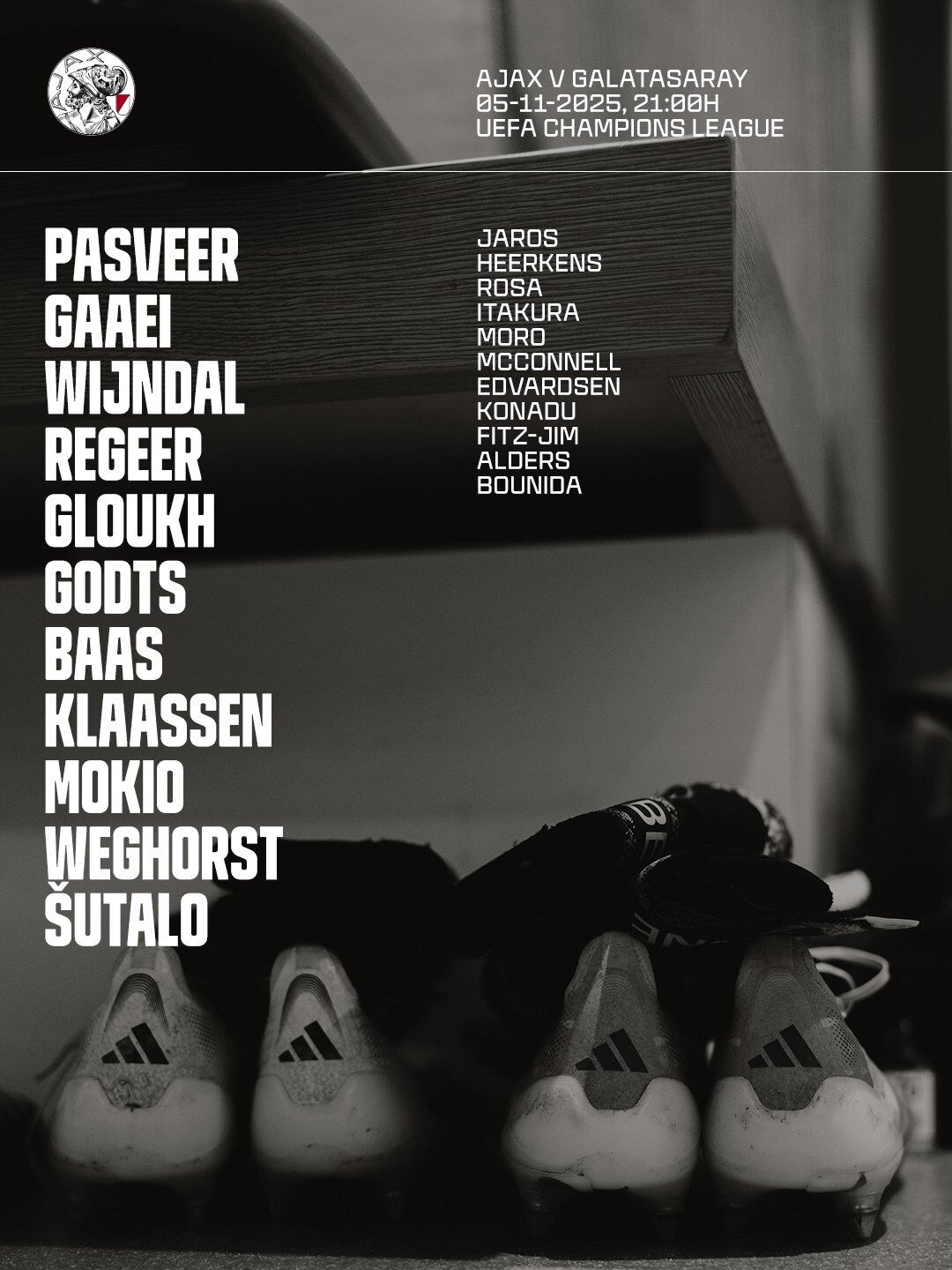 Esta es la alineación del Ajax para su partido de Champions contra el Galatasaray - crédito Ajax