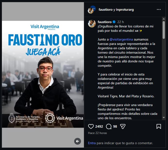Faustino Oro anunció su gira nacional (@faustioro)