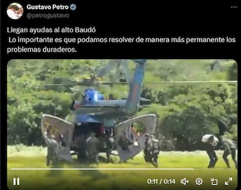 Gustavo Petro anunció ayudas para el departamento del Chocó - crédito: @petrogustavo/X