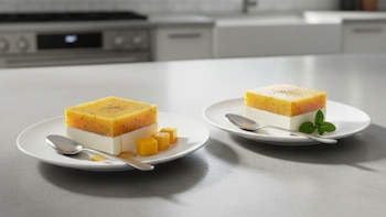 Gelatina de mango, yogur griego