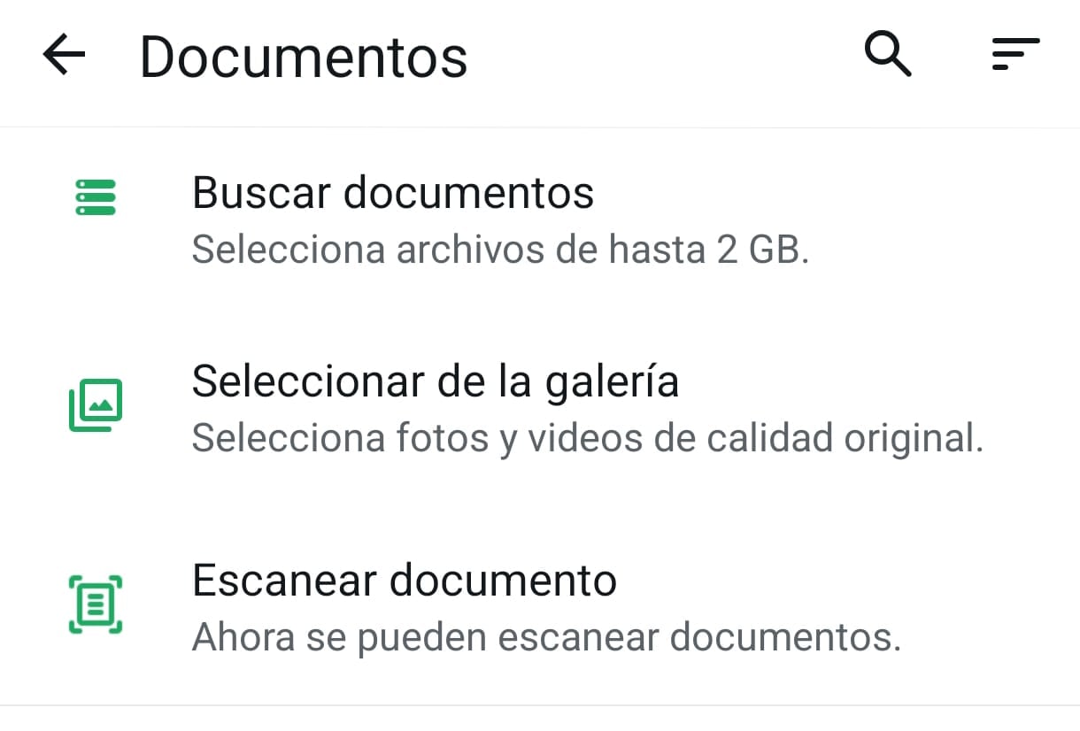 El escáner se encuentra en el apartado de documentos en el chat. (Foto: captura)