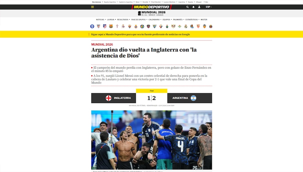 “Argentina nunca muere”, “Remontadísima” y “Otro excelente Messi”: los principales medios del mundo reflejaron la clasificación de la Selección a la final 11 U6JKJVJGYNDGRHOBYA6JQBEDYA