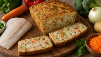 Receta de budín de pescado y verduras, rápida y fácil