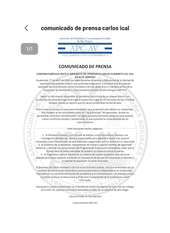 Muere periodista de Alta Verapaz, Guatemala