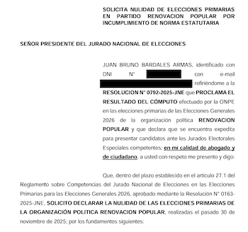 Pedido para anular primarias de