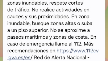 El ES-Alert vuelve a sonar en la Comunitat ante la alerta roja por lluvias