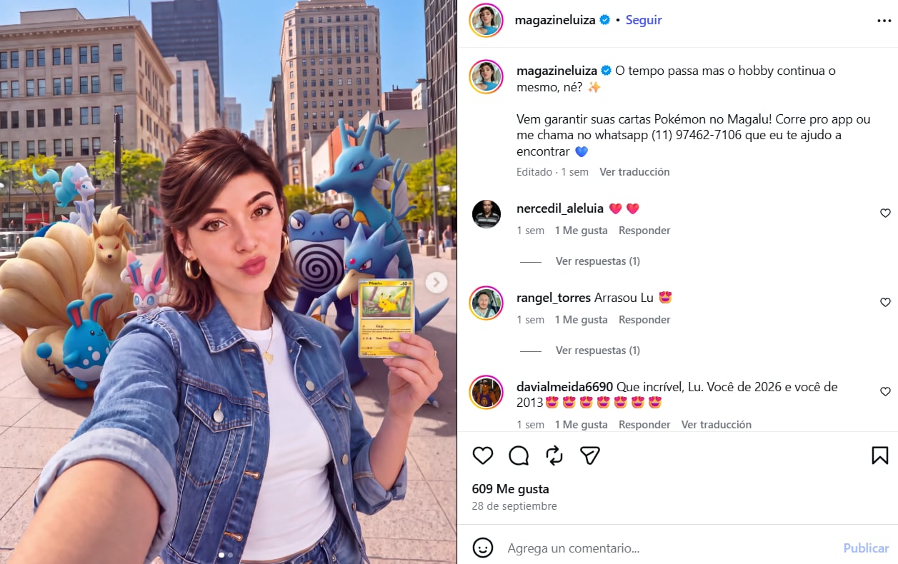Lu do Magalu lidera este fenómeno con 9,7 millones de seguidores en Instagram, aunque sus publicaciones recientes muestran una interacción limitada en comparación con cuentas humanas de alcance similar. (Instagram)