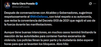 María Clara Posada - crédito @MaclaPosada/X