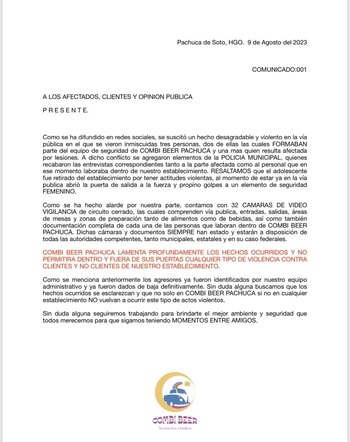 Combi Beer Pachuca dio su