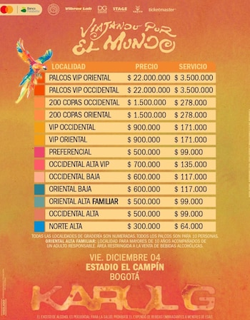 Precios del concierto de Karol G el 4 de diciembre de 2026 - crédito Ticketmaster / Instagram