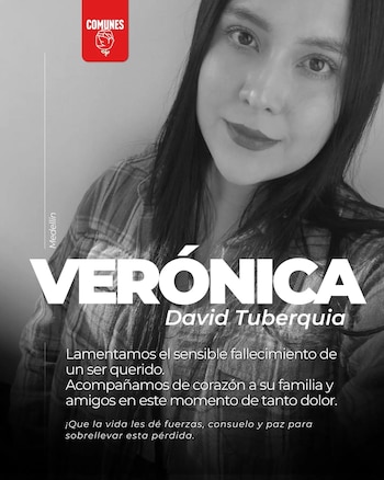 La víctima del siniestro vial en Medellín fue identificada como Verónica David Tuberquia, de 29 años - crédito Comunes Medellín/Facebook