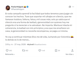 Paola Holguín y el mensaje con el que sacudió las redes sociales