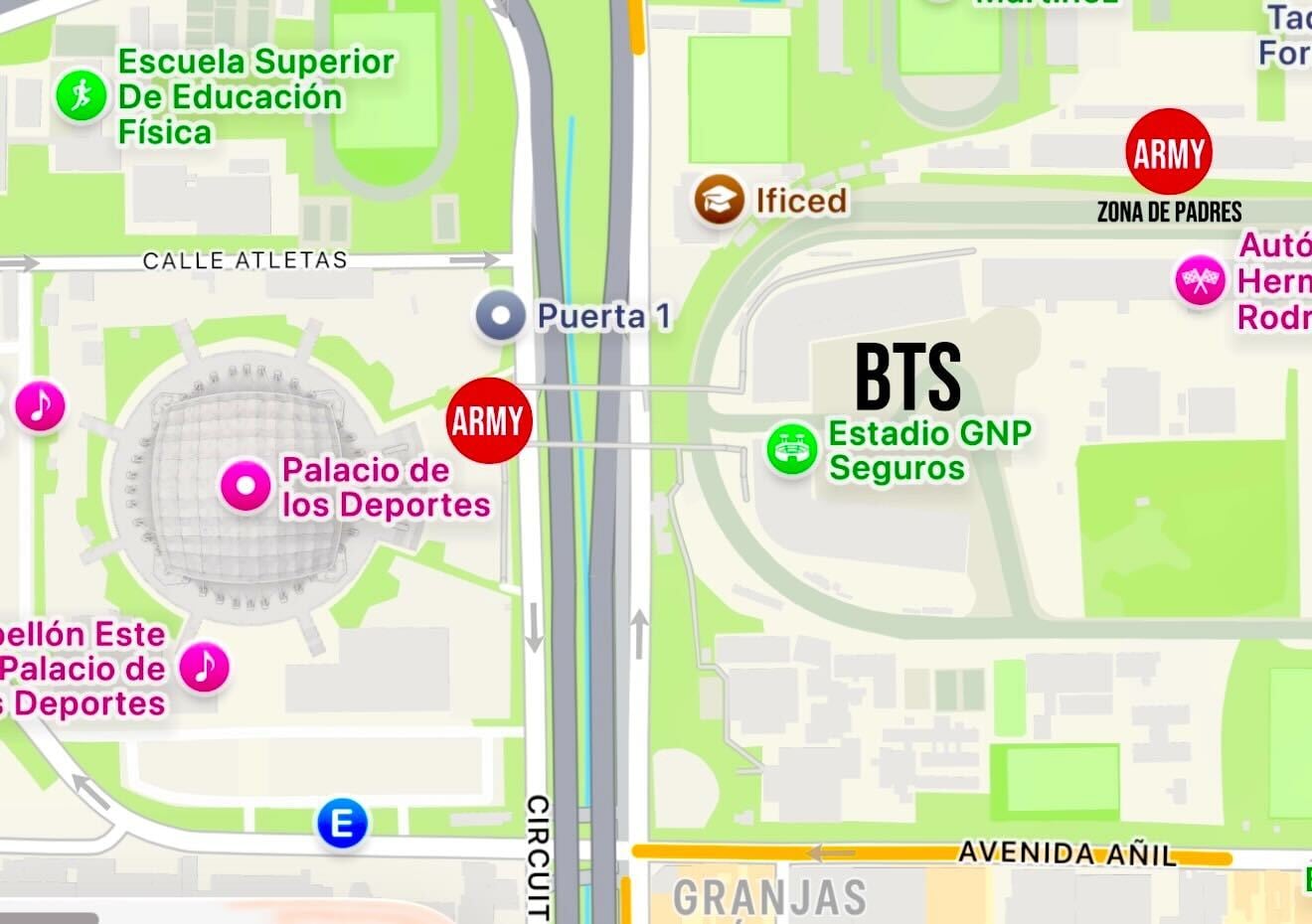 La zona visible: avenida Río Churubusco y gradas de la puerta 6(Foto: Infobae México)