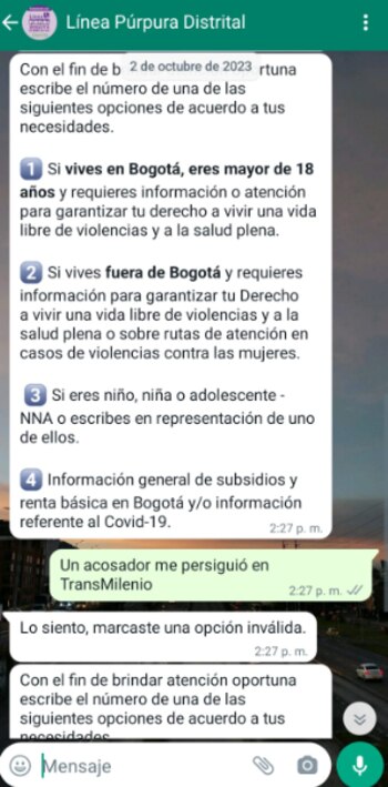 Conversación con la línea púrpura