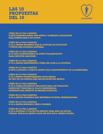 Las 10 propuesta de Riquelme