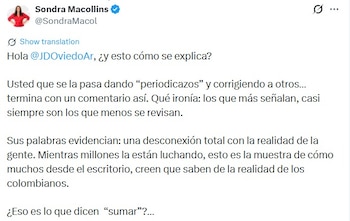 La candidata presidencial criticó al exdirector del Dane por sus comentarios contra Buenaventura - crédito @SondraMacol/X