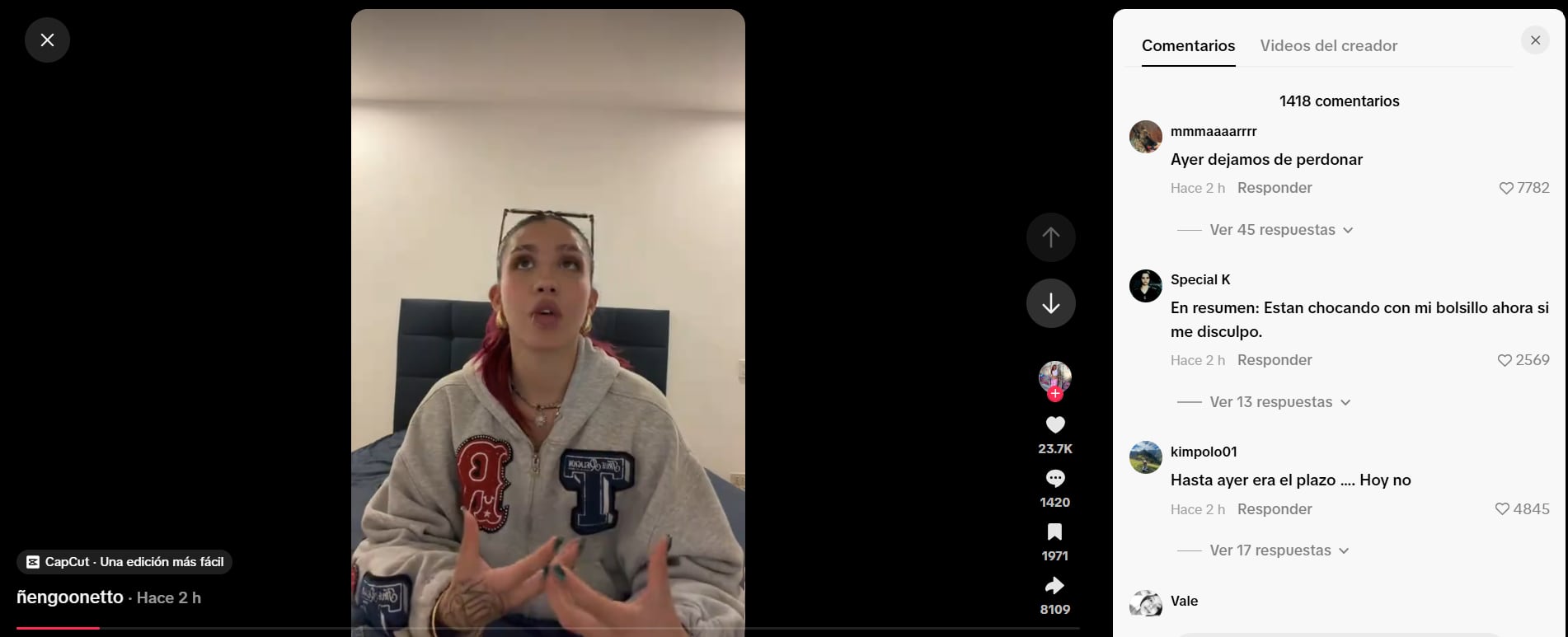 Michelle Onetto publica un video en la red social TikTok para abordar las acusaciones de acoso escolar planteadas en su contra.