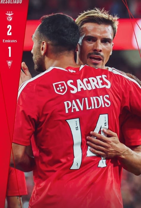Benfica ganó 2-1 ante Estoril en la cuarta fecha de la Liga de Portugal, con anotaciones de Pavlidis y Lenglet - crédito Benfica
