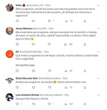 Usuarios despiden a Noppo Takami,