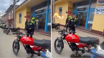 Motociclista agredió y atacó con fuego a un agente de tránsito en Cundinamarca: el hombre prendió en llamas su vehículo