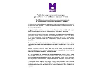 Comunicado del Partido Morado anunciando