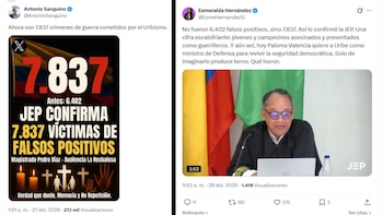 En algunas reacciones el principal apuntado fue el expresidente Uribe, tal y como señalaron el ministro de Trabajo, Antonio Sanguino, y la senadora Esmeralda Hernández (Pacto Histórico) - créditos @AntonioSanguino/X | @EsmeHernandezSi/X
