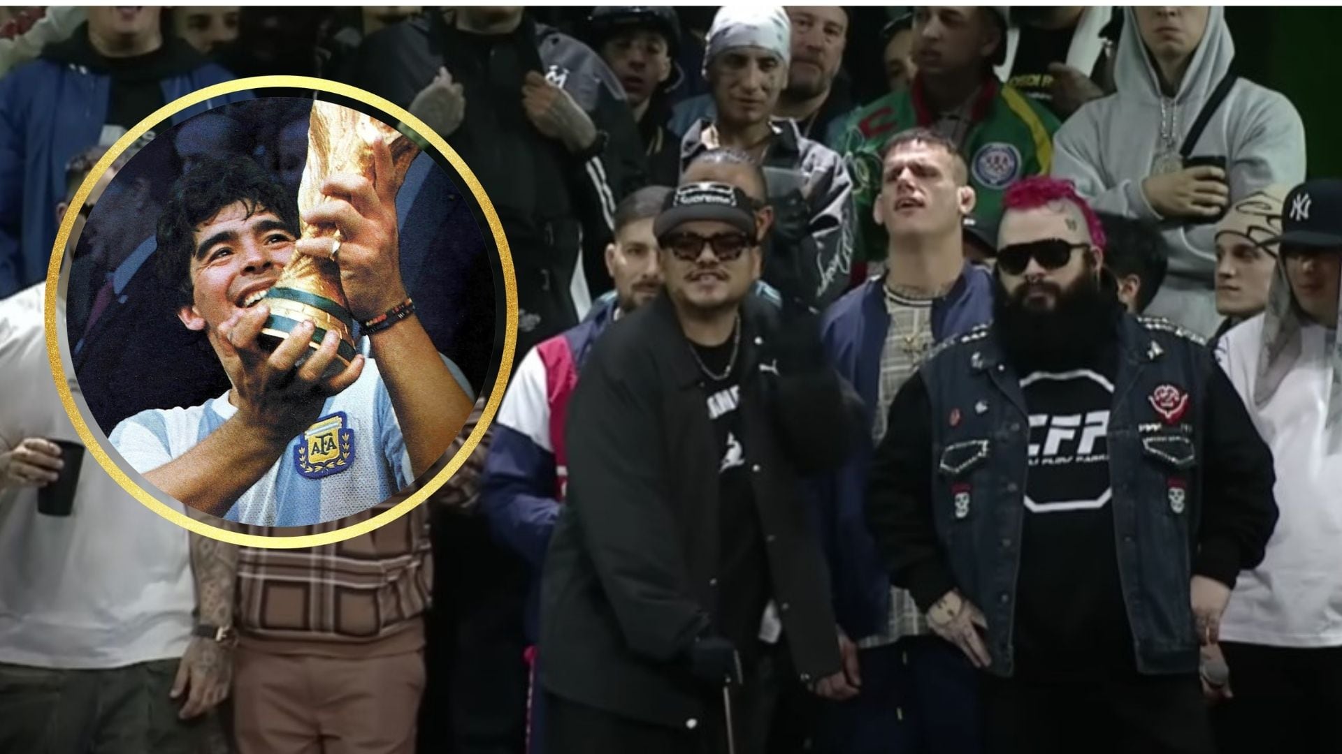 En el Movistar Arena de Buenos Aires, el rapero mexicano Aczino lanzó duras rimas contra Diego Maradona. (Captura de pantalla)