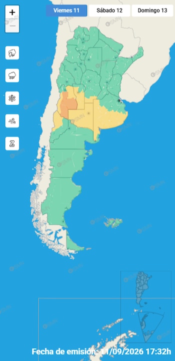 La alerta por tormentas y lluvias alcanza a Mendoza, Neuquén, San Luis, La Pampa, Córdoba y Buenos Aires, con advertencia naranja en el centro mendocino