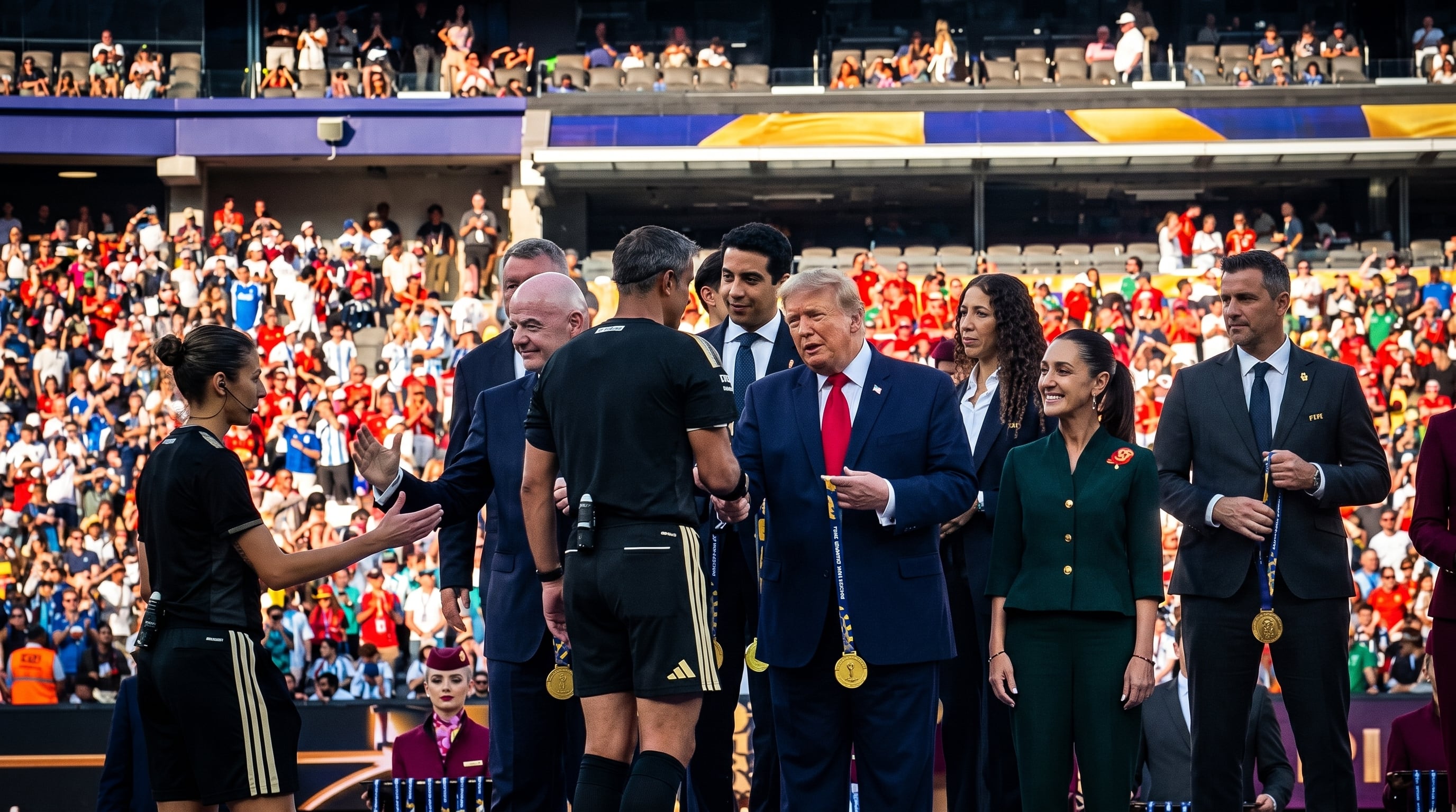Sheinbaum acompaña a Trump e Infantino en la ceremonia de premiación del Mundial 2026