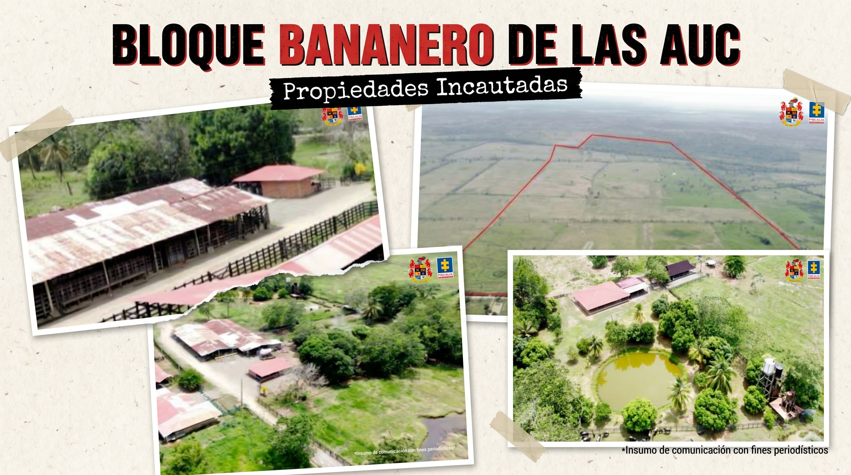 La Fiscalía General de la Nación ejecuta la intervención de 19 bienes vinculados al extinto ‘Bloque Bananero’ de las AUC - crédito imagen ilustrativa Infobae/Fiscalía