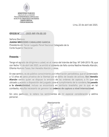 Oficio del fiscal Germán Juárez