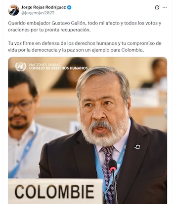 El exvicecanciller se pronunció sobre el estado de salud de Gustavo Gallón - crédito @jorgerojas2022/X