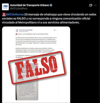 ATU - Extorsión - Metropolitano - Perú - 19 mayo