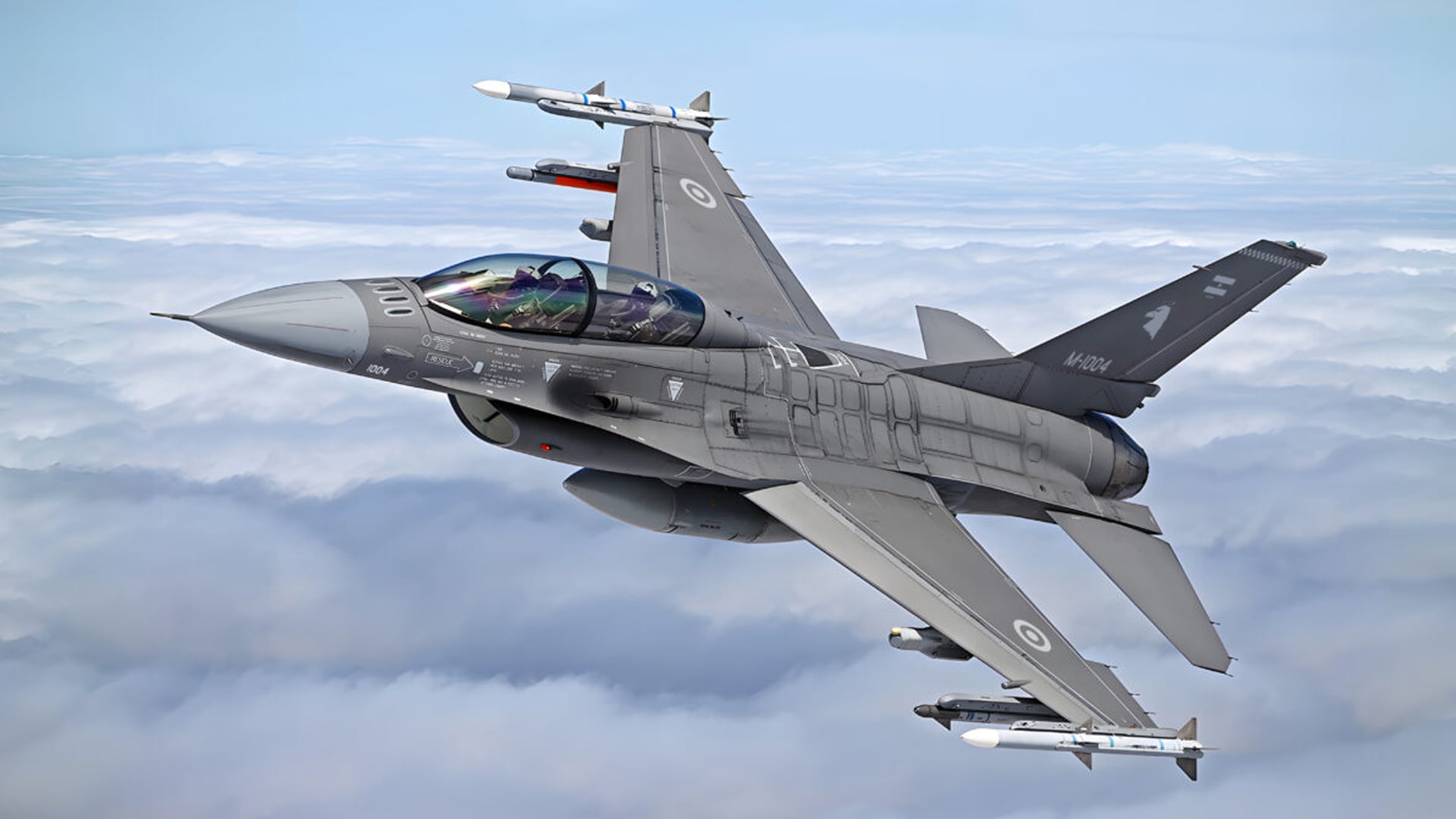 F-16 argentinos en plataforma durante su presentación en Río Cuarto