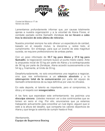 Supernova confirmó la cancelación de